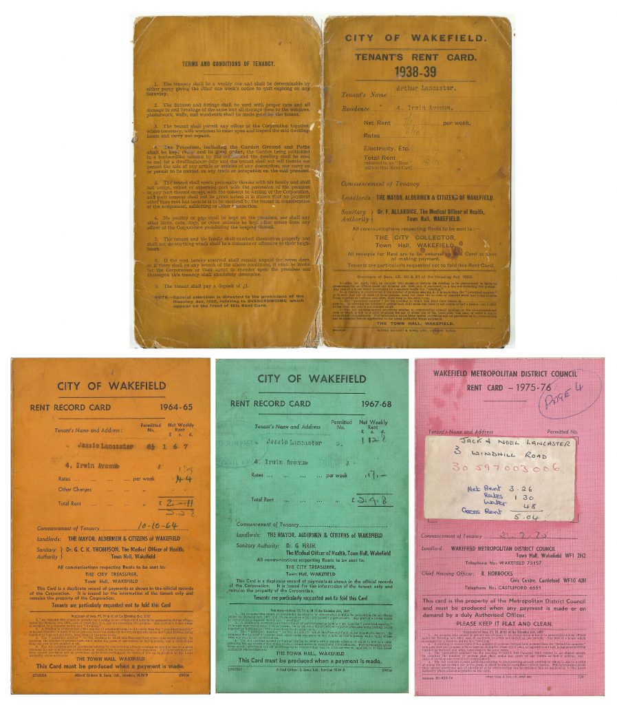 Photograph of four rent cards