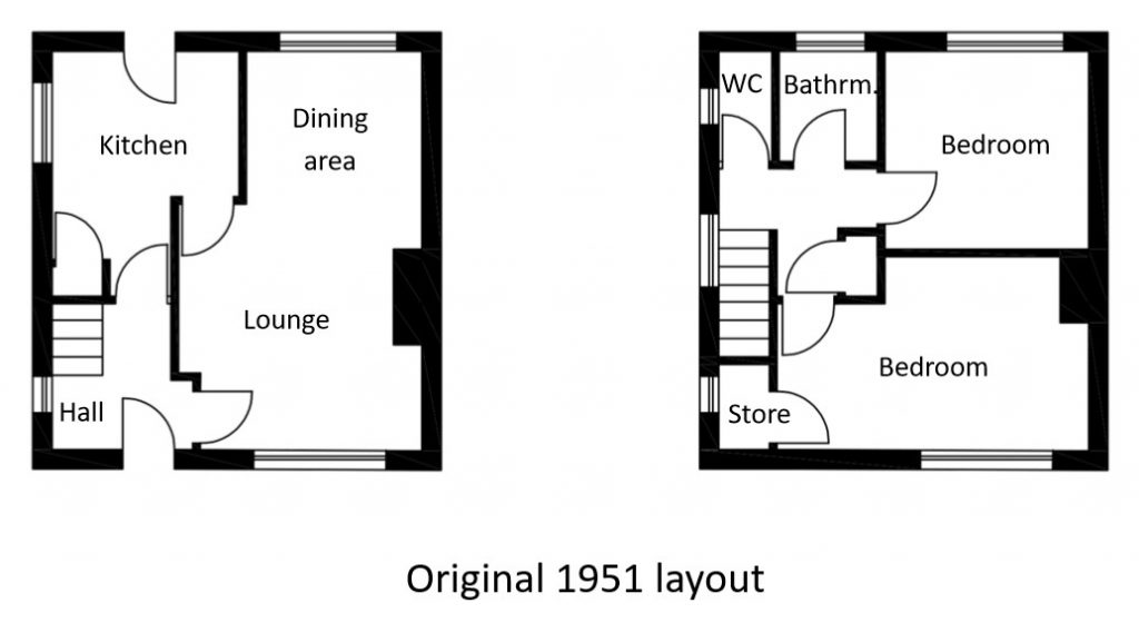Floor plans of the house in 1951