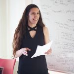 Photograph of Joanne giving a talk, taken by Nick Singleton